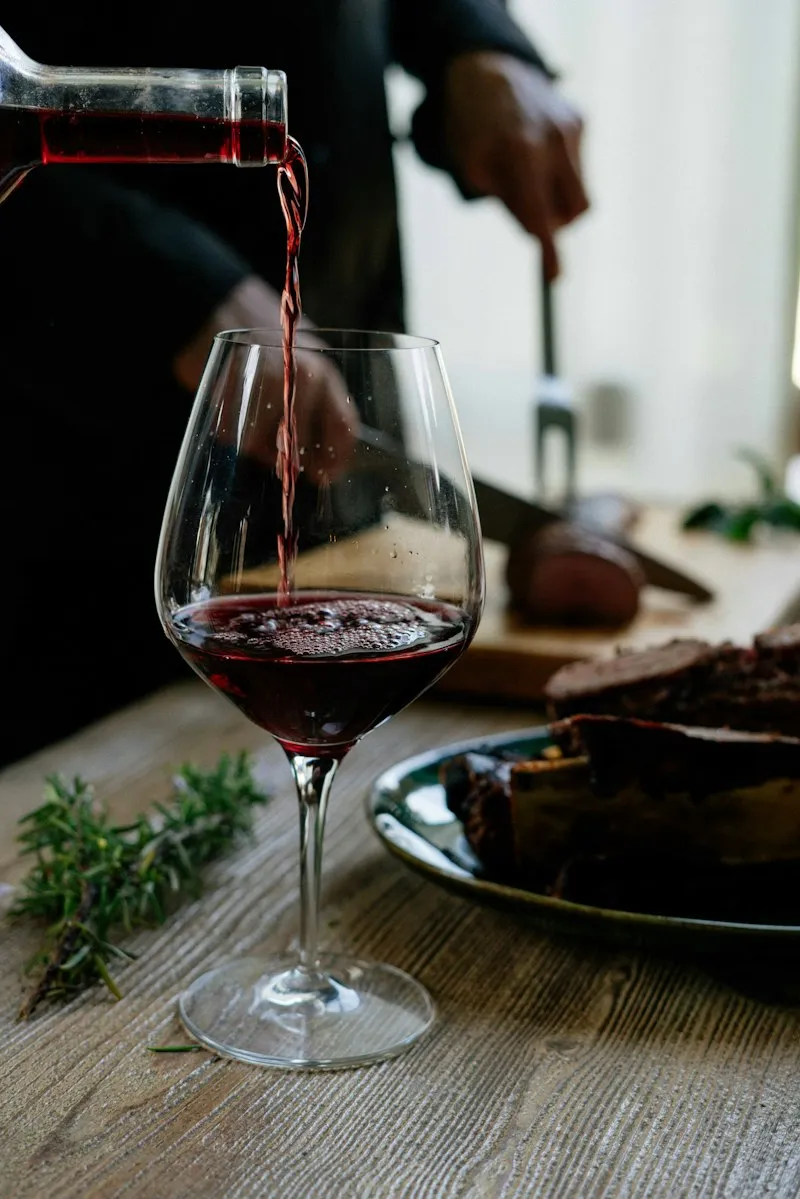 Pouring a glass of wine
